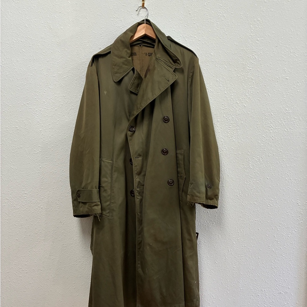 Vintage Authentic Military, Green Trench Coat  Durable Fabric.